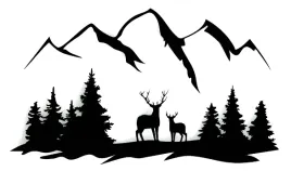 obraz-azurowy-dekoracja-scienna-3d-widok-gory-las-jelen-m-panel-34x20cm