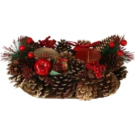swiecznik-z-szyszek-swiateczna-dekoracja-czerwona-na-2-swieczki-26x16x8-cm