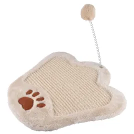 drapak-dla-kota-w-ksztalcie-lapki-bezowy-zabawka-pompon-35-x-23-cm
