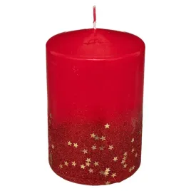 swieczka-swiateczna-czerwona-ze-zlotym-brokatem-gwiazdki-90-g-10-x-15-cm