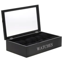 pudelko-na-zegarki-czarne-drewniane-watches-12-zegarkow-szkatulka-9x34-cm