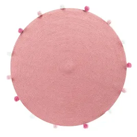 dywanik-okragly-dla-dzieci-rozowy-z-pomponami-90cm