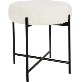 taboret-boucle-bialy-o-36-cm-metalowa-podstawa-czarna-40-cm