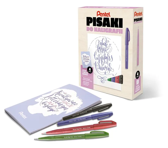 pentel-zestaw-pisakow-do-kaligrafii-czarny-czerwony-niebieski-zielony-ab-grubosc-2-07-mm