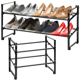 polka-na-buty-rozsuwana-stojak-regal-metalowy-2-poziomy-szeroki-loft-czarny