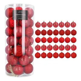 bombki-choinkowe-czerwone-35-szt-6-cm-mix-wzorow-brokatowe-tloczone-gladkie