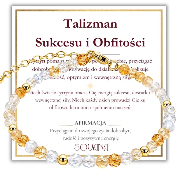 Bransoletka Cytryn Sukces i Obfitość Talizman dobrobytu delikatna