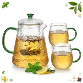 dzbanek-do-herbaty-szklany-1-l-z-zaparzaczem-2-szklanki-330ml-zielone-ucho