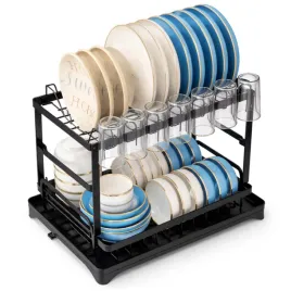 suszarka-do-naczyn-organizer-kuchenny-ociekacz-dwupoziomowy-czarny-42-cm