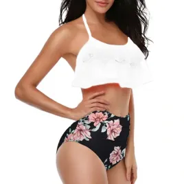 bikini-stroj-kapielowy-z-wysokim-stanem-hiszpanka-falbanka-bialy-czarny-l