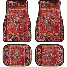 dywaniki-samochodowe-komplet-vintage-stylowe-uniwersalne-czerwone-wzor