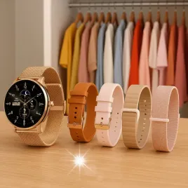 smartwatch-damski-zloty-rozmowy-sport-bluetooth-menu-pl-zegarek-5-paskow