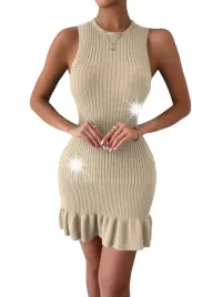 kobieca-elegancka-sukienka-dzianinowa-sexy-dopasowana-falbany-bezowa