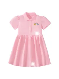 bawelniana-sukienka-dziecieca-polo-rozowa-pink-nadruk-tecza-110