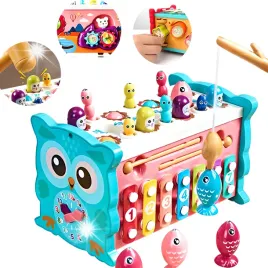 magiczne-pudelko-edukacyjne-na-kolkach-sowka-sorter-cymbalki-wbijak-mlotek