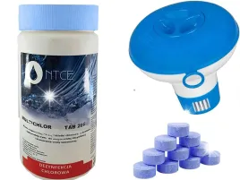2w1-plywak-dozownik-1kg-chemia-do-basenu-chlor-tabletki-niebieska-woda