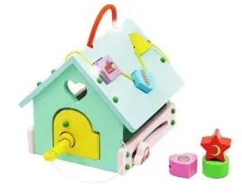 domek-sorter-drewniany-dom-klocki-zegar-kluczyk