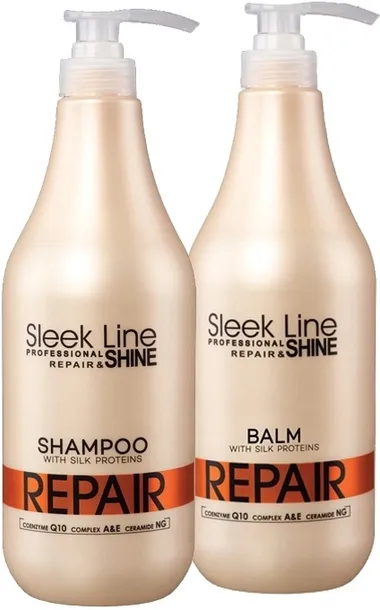 Stapiz Sleek Line Repair Shine Zestaw Do Włosów Szampon 1L + Balsam 1000ml