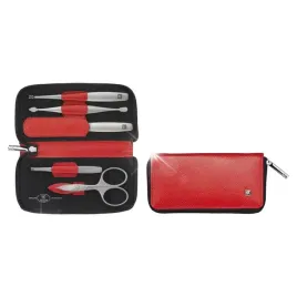 zwilling-twinox-zestaw-podrozny-manicure-czerwone-skorzane-etui-5-elementow