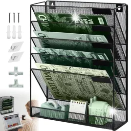 organizer-na-dokumenty-wiszacy-nascienny-a4-metalowy-polki-pojemnik-sciane