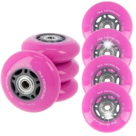 kolka-do-lyzworolek-kauczukowe-70-mm-zestaw-8-szt-lozyska-abec-7-rozowe