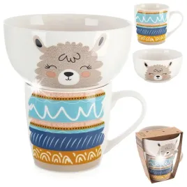 kubek-z-miseczka-do-zupy-dla-dzieci-porcelanowy-lama-2-ele-orion-129644