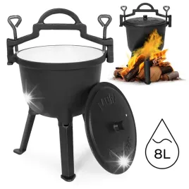 kociolek-zeliwny-emaliowany-8l-stojacy-garnek-mysliwski-ognisko-grill-multi