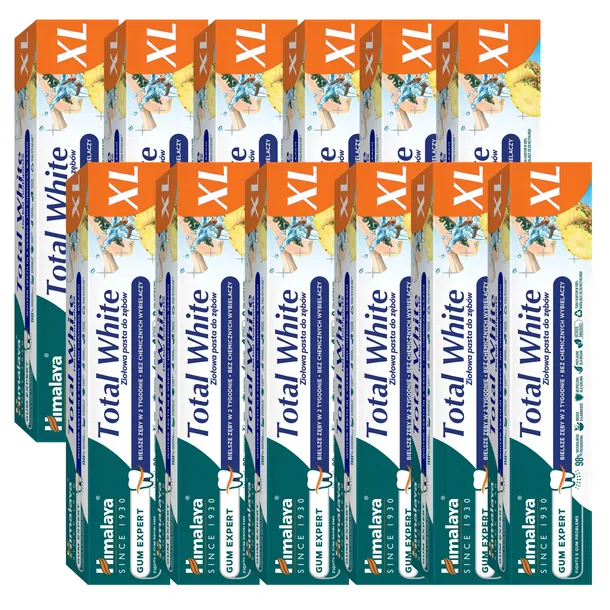12x Himalaya Total White Pasta do Zębów Bez Fluoru Miswak Wegańska XL 100ml