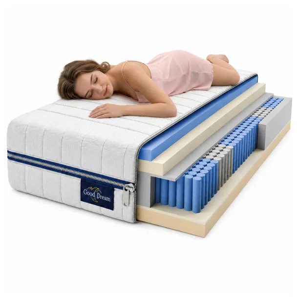 Materac 180x200 kieszeniowy SONNO sprężynowy dwustronny H2 H3 pianka memory