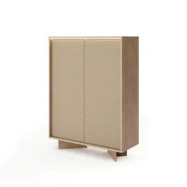 komoda-wysoka-semi-a-2d-cappuccino-ryflowane-fronty-led-jasne-drewno