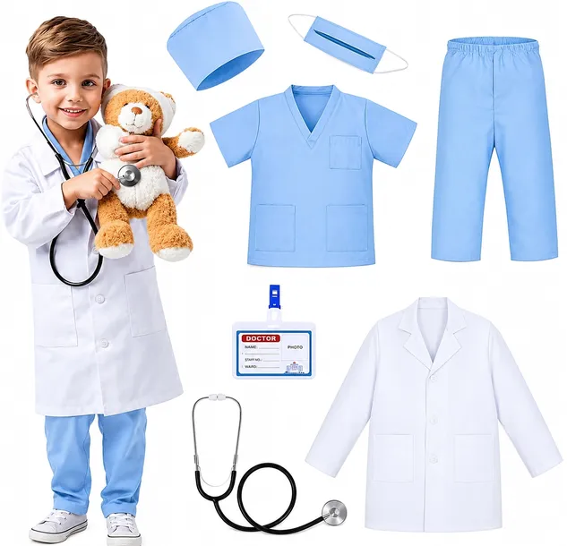 Strój Lekarza 130 Chirurg Doktor Lekarz dla Dzieci Kostium Hallowen