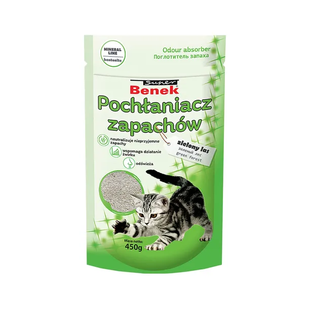 Super Benek Pochłaniacz Zapachów Do Kuwet Zielony Las 450g