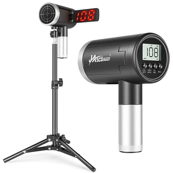 RADAR POMIARU PRĘDKOŚCI 5–199 KM/H LED LCD PIŁKI JASCOPRO SPEED STATYW