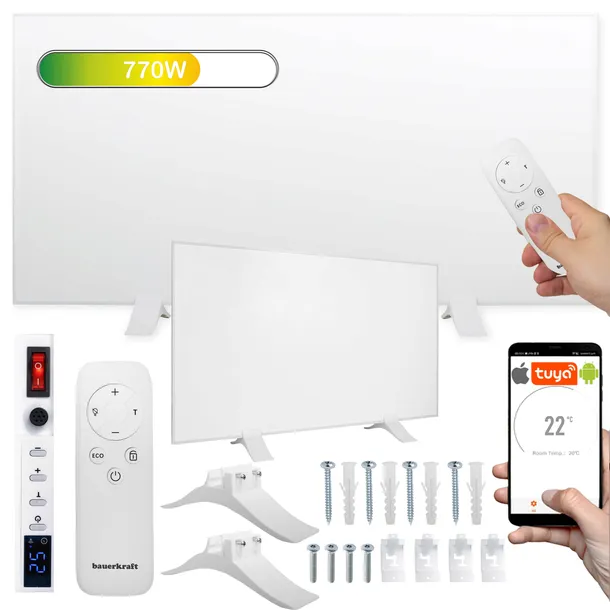 Grzejnik na podczerwień panel grzewczy promiennik IR 770W WIFI 60x120 cm biały