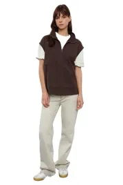 trendyol-bluza-damska-z-krotkim-rekawem-i-zamkiem-brazowa-s-5ea