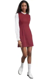 trendyol-bordowa-prosta-sukienka-mini-z-bialym-rekawem-36-5ea