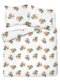 posciel-satynowa-160x200-biala-w-drobne-bukiety-czerwono-bezowych-roz