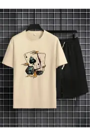 komplet-meski-bezowy-t-shirt-z-nadrukiem-i-czarne-spodenki-m-5ga