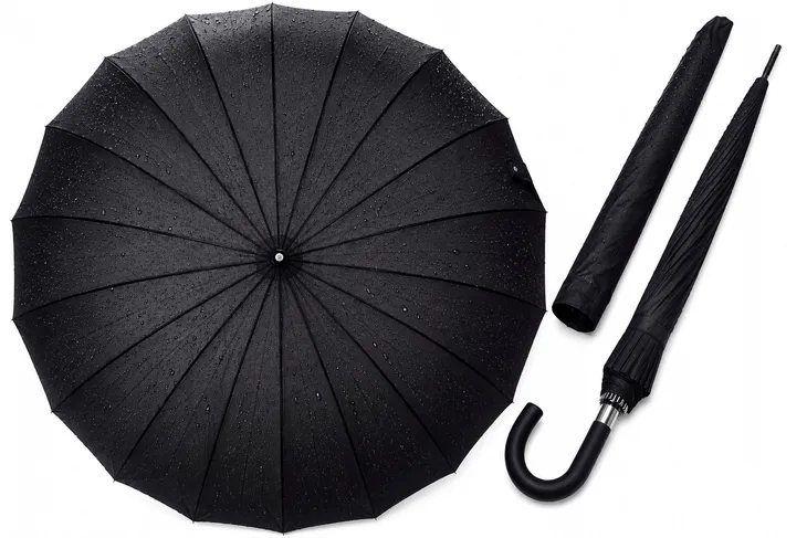 Parasol PREZYDENCKI LASKA męski XL, Automatyczny, WŁÓKNO długi XL czarny
