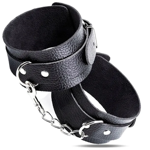 Kajdanki Erotyczne dla par czarne skórzane Solidne Trwałe BDSM SEX Gadżet