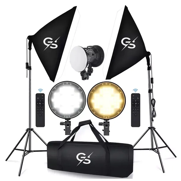 Softbox Lampy LED Zestaw Oświetlenie Panel z Pilotem 2x500W Statywy Torba
