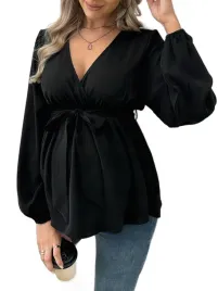 shein-czarna-bluzka-ciazowa-z-wiazaniem-i-balonowym-rekawem-l-1la