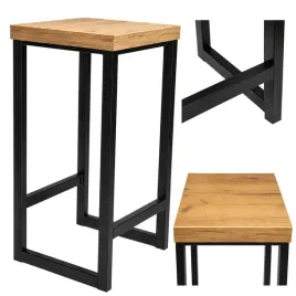 taboret-kuchenny-loft-stolek-metalowy-czarny-48-cm-blat-dab-craft-gramix