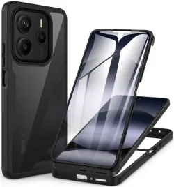 cenhufo-etui-360-do-xiaomi-redmi-note-14-5g-bezbarwne-czarne-folia-ekran