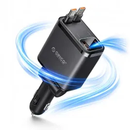 ladowarka-samochodowa-orico-twin-reach-45w-usb-a-usb-c-dwa-kable-czarna