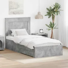 ramka-lozka-z-szuflada-betonowy-szary-i-srebro-75-x-190-cm
