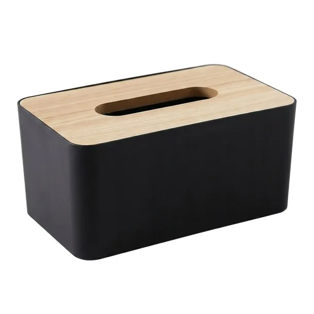 Czarne Pudełko organizer podajnik na chusteczki 20,5x12x10 cm bambus