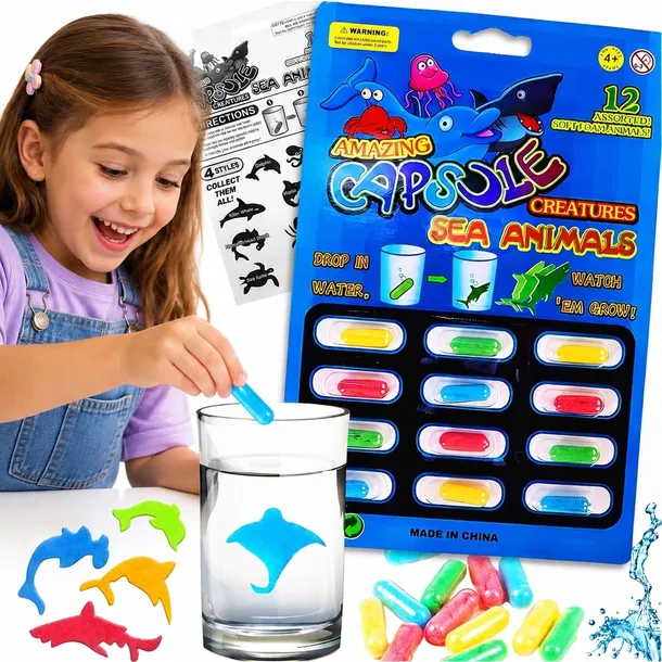 Magiczne Kapsułki Rosnące w Wodzie Zwierzęta Morskie 12 Sztuk Edukacyjne