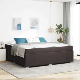 vidaxl-ramka-lozka-z-materacem-ciemny-braz-200-x-200-cm-tkanina