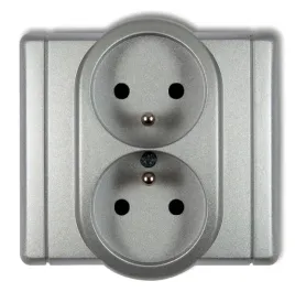 flexi-gniazdo-podwojne-z-u-srebrny-metalik-7fgp-2zp
